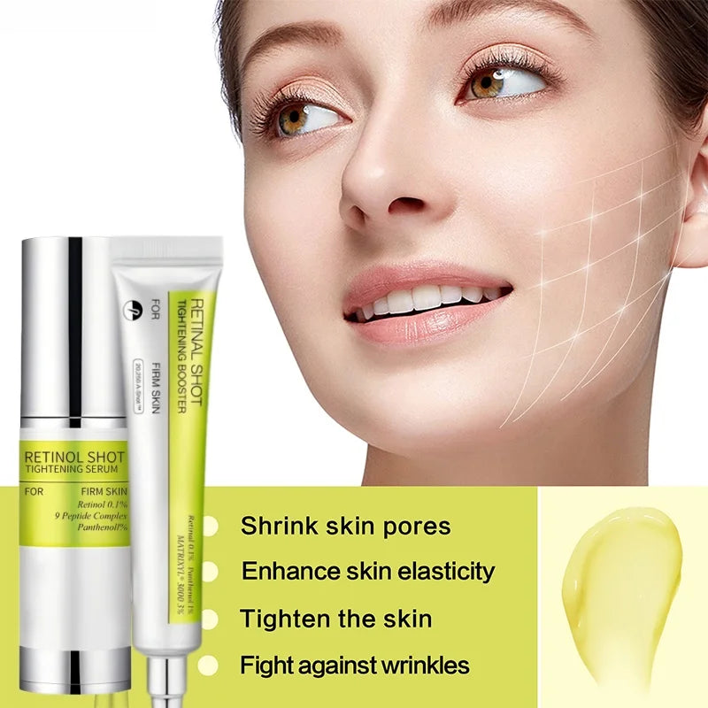 Retinol Panthenol 1% Eye Cream & Essence Set, Vitamin C Moisturizing Firming Eye Care, For Dark Circles Fine Lines Daily Use