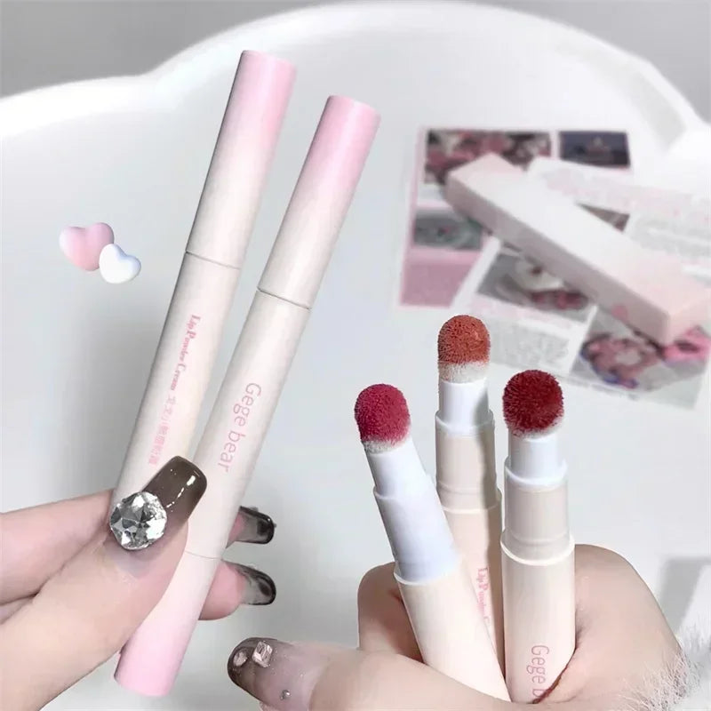 Korea Fluffy Velvet Soft Lip Glaze Liquid Lipstick Cream Matte Rose Red Pigment Waterproof Long Lasting Dye Cheek Woman Makeup