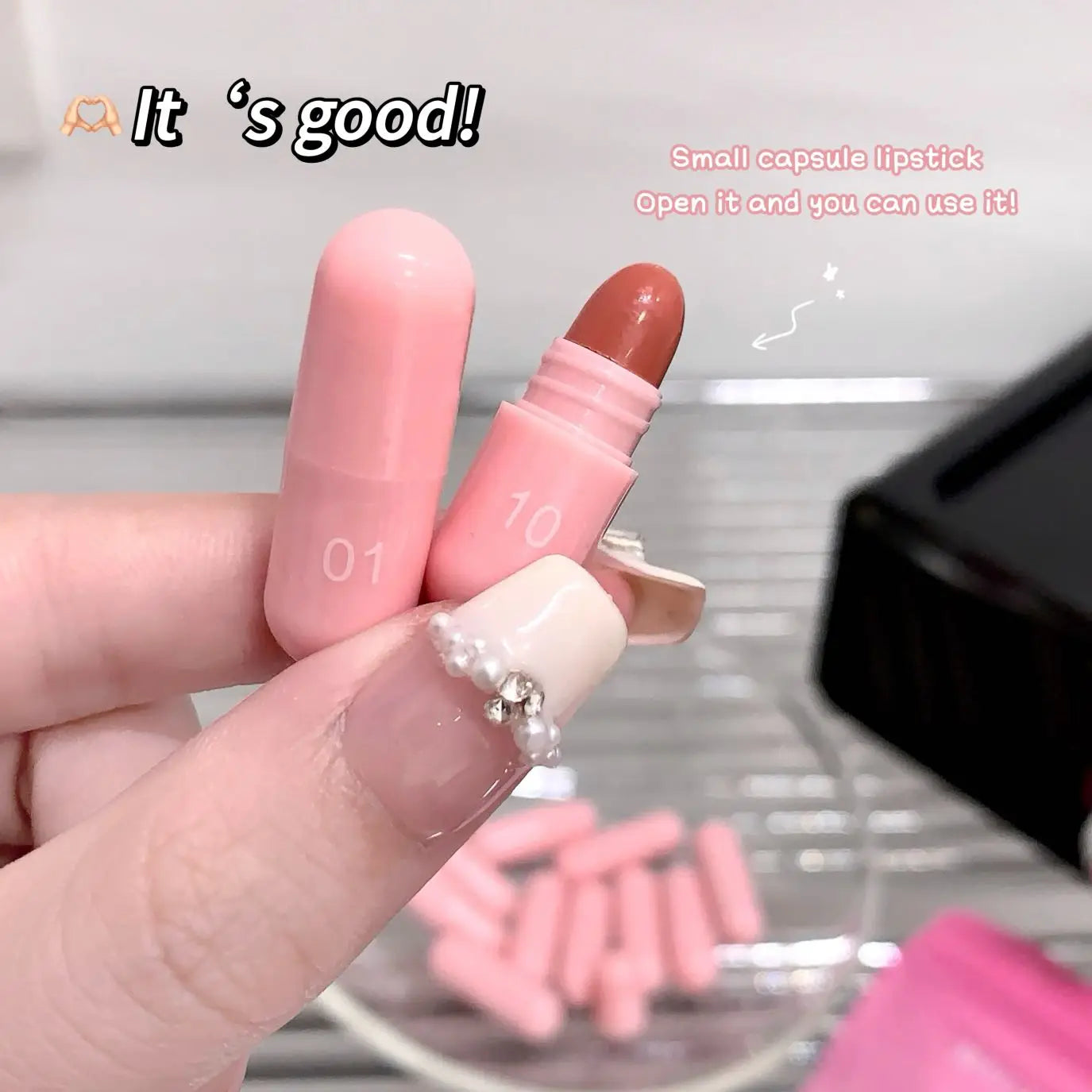 12-Color Pink Lip and Cheek Dual-Use Capsule Lipstick Set Long-Lasting, Color-Retaining, Waterproof  makeup