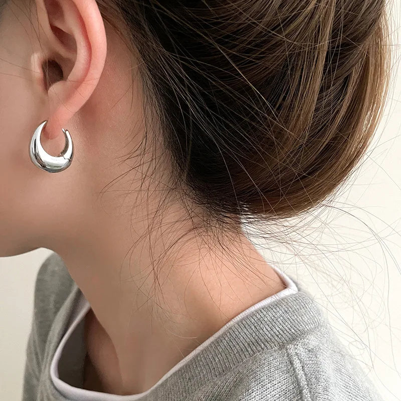 2024 Korean New Classic Gold Color Plated Metal Hoop Earrings For Women Fashion Jewelry Temperament Girls Daily Wear earrings