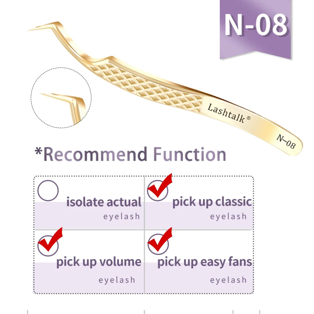 Lashtalk Eyelash Extension Tweezers Makeup Tools From Nagaraku Stainless Steel Non-magnetic Volume FakeLashes Supplies Accurate