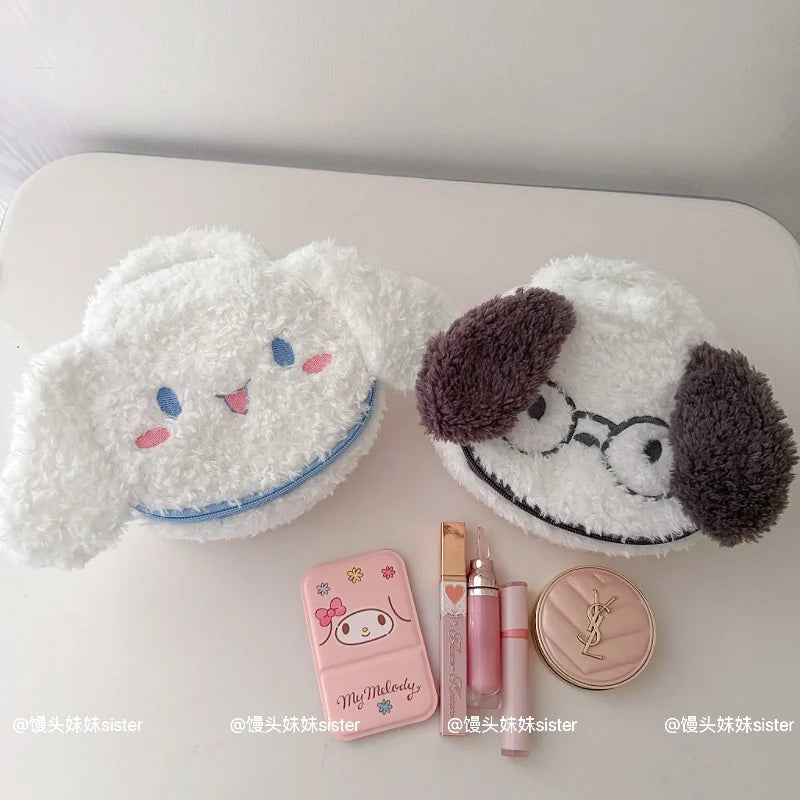 Large Capacity Cosmetics Storage Bag Kuromi My Melody Hello Kitty Cartoon Plush Bag Makeup Bag Travel Storage Bag Gifts Girl