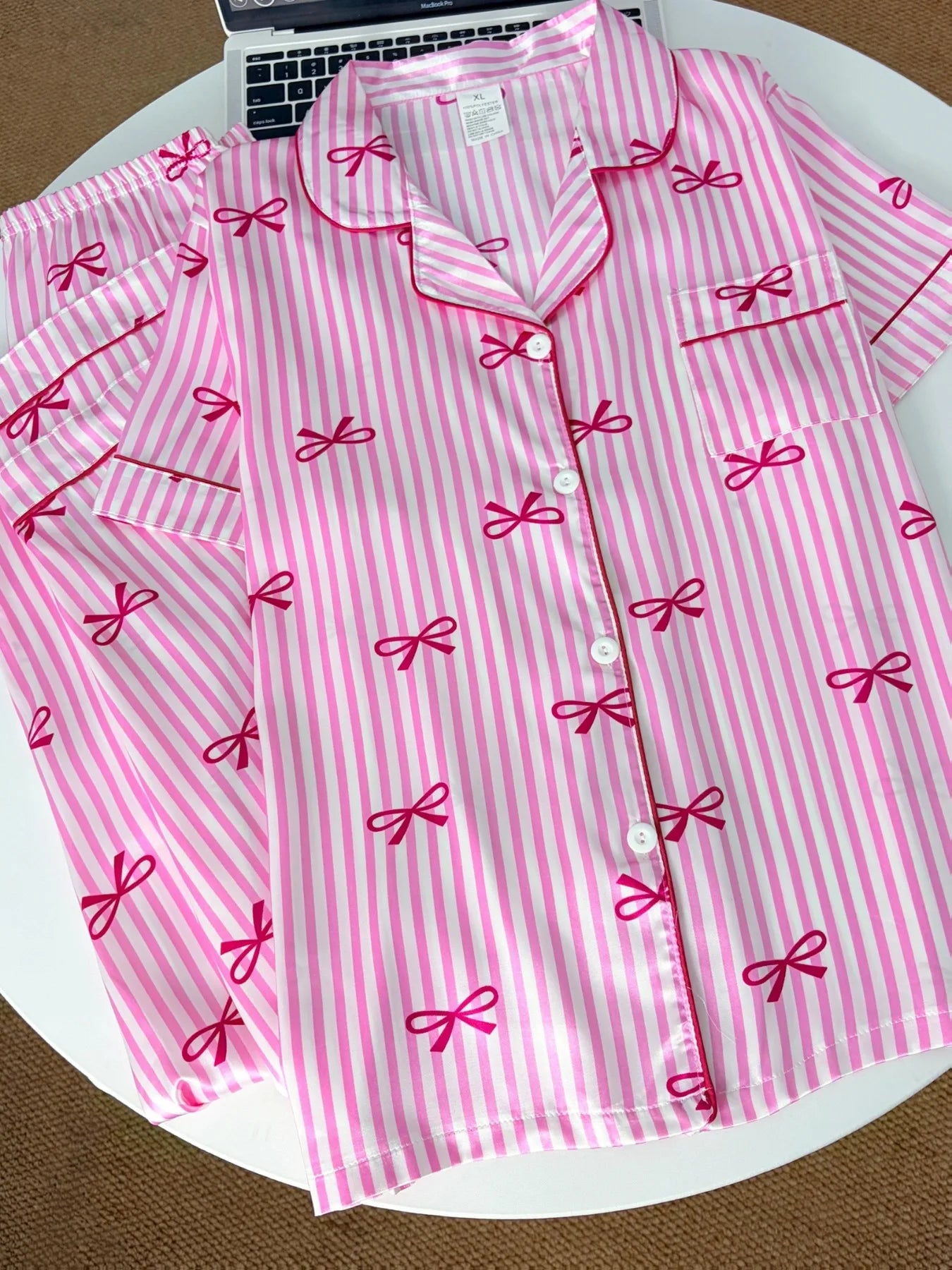 Summer Silk Satin Women Pajamas Set Button Down Top & Pants 2 Pieces Sleepwear Notched Collar Nightwear Loungewear for Women