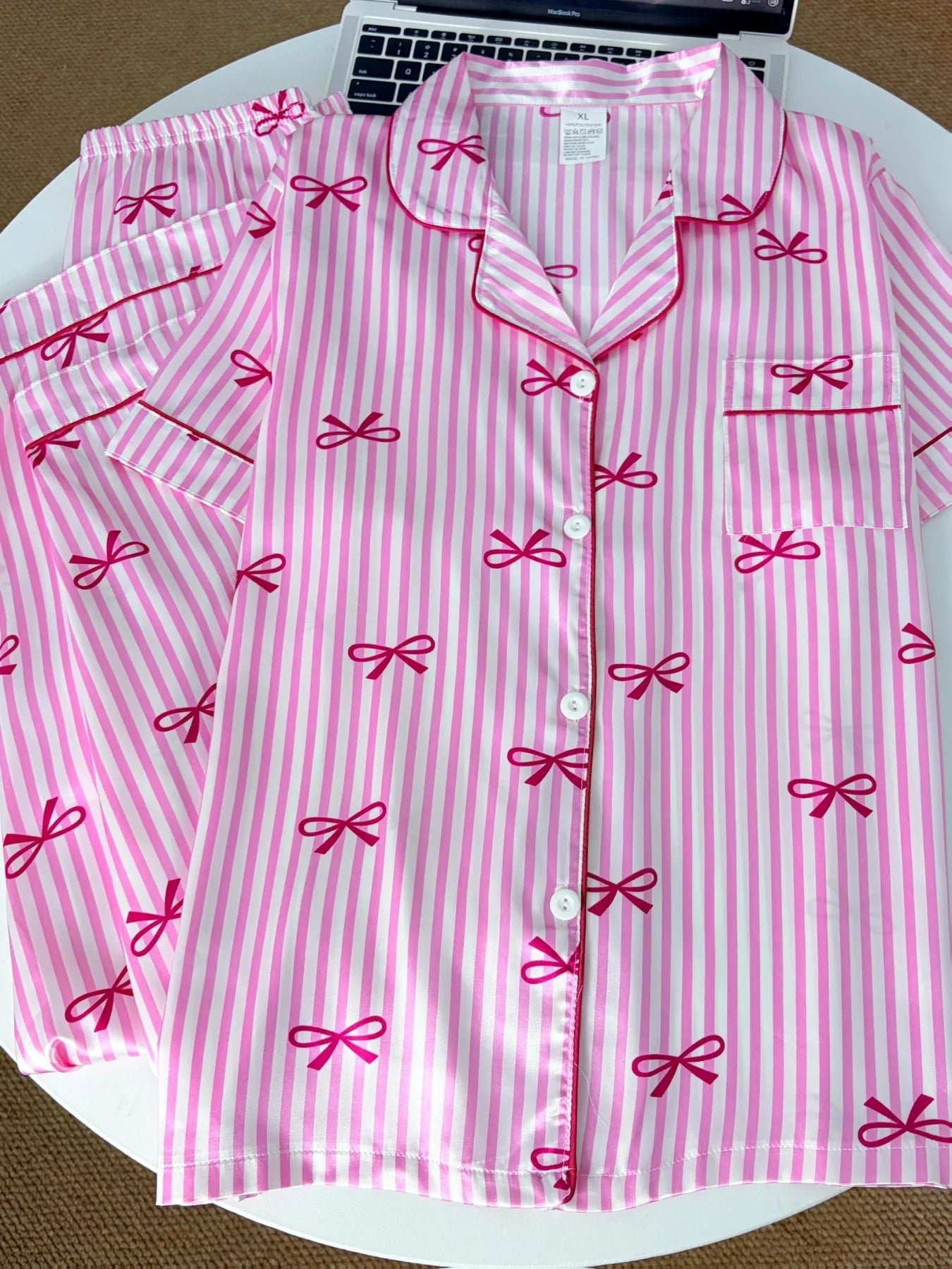 Summer Silk Satin Women Pajamas Set Button Down Top & Pants 2 Pieces Sleepwear Notched Collar Nightwear Loungewear for Women