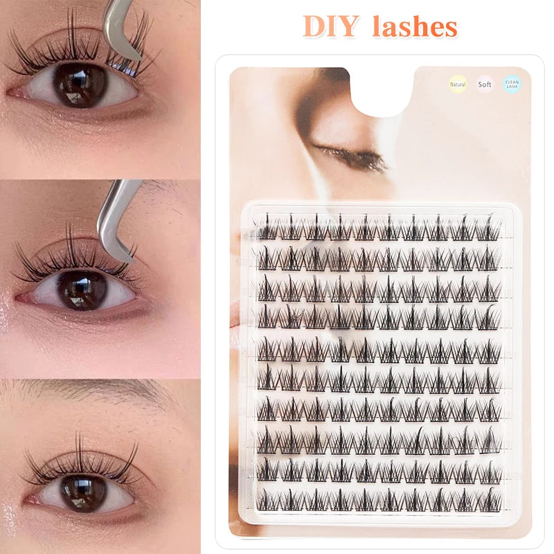 DIY Lashes 10 rows Cluster Eyelashes Fake Eyelashes Manga Eye Cluster Eyelashes at home Long Thick Makeup Wholesale Extension