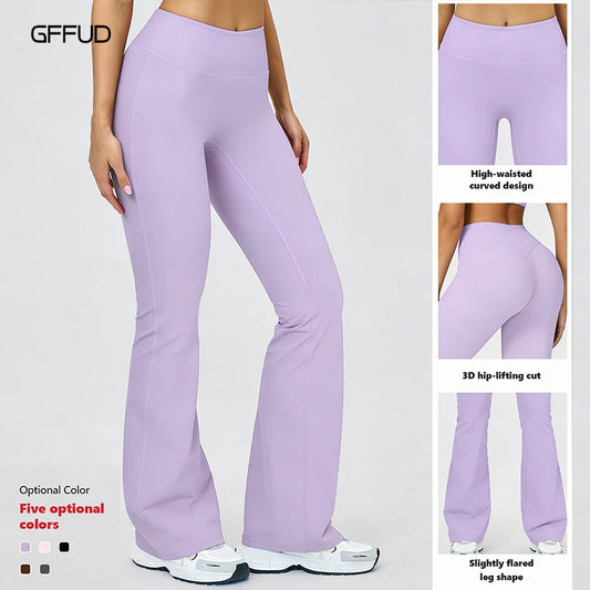 Women's Slightly Flared Yoga Pants GYM Hip-lifting Leggings High-waisted Fitness Breathable Antibacterial Sports Workout Pants