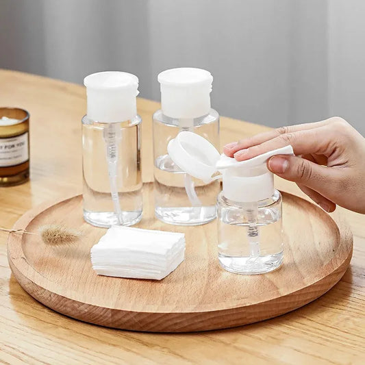 1pc Refillable Bottles Push-type Bottling   Empty Pump Dispenser Bottle for Nail Polish and Makeup Remover Bottle Packaging