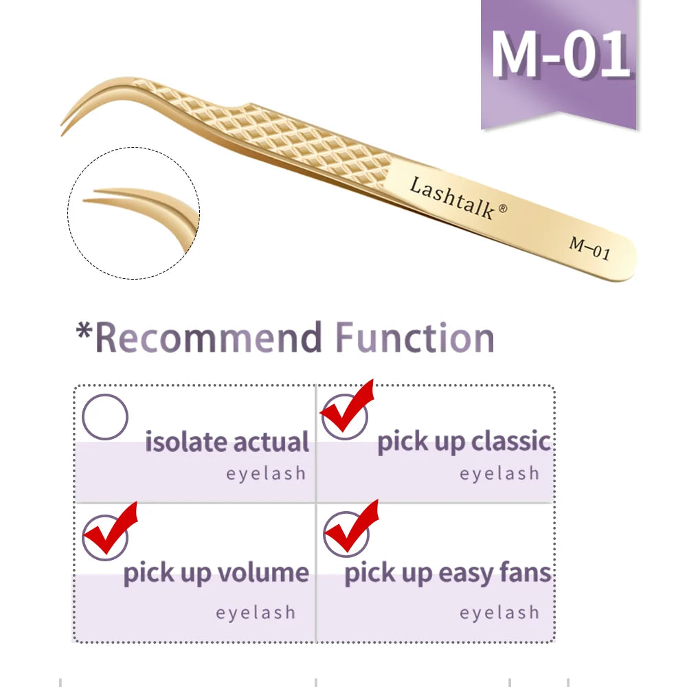 Lashtalk Eyelash Extension Tweezers Makeup Tools From Nagaraku Stainless Steel Non-magnetic Volume FakeLashes Supplies Accurate