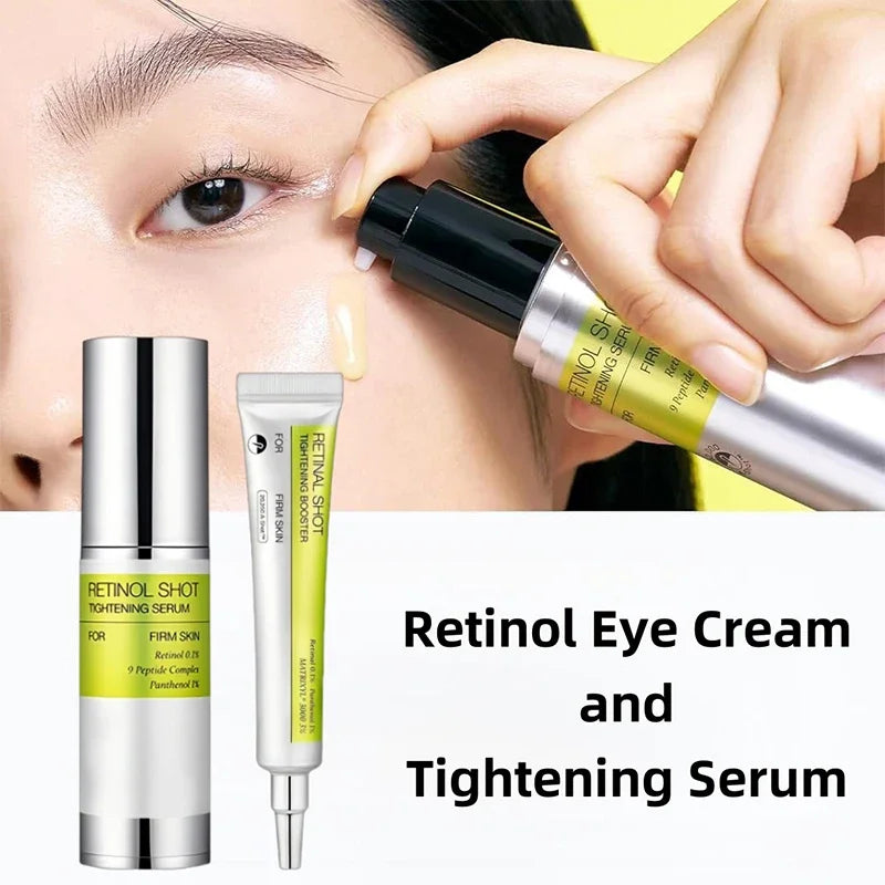 Retinol Panthenol 1% Eye Cream & Essence Set, Vitamin C Moisturizing Firming Eye Care, For Dark Circles Fine Lines Daily Use