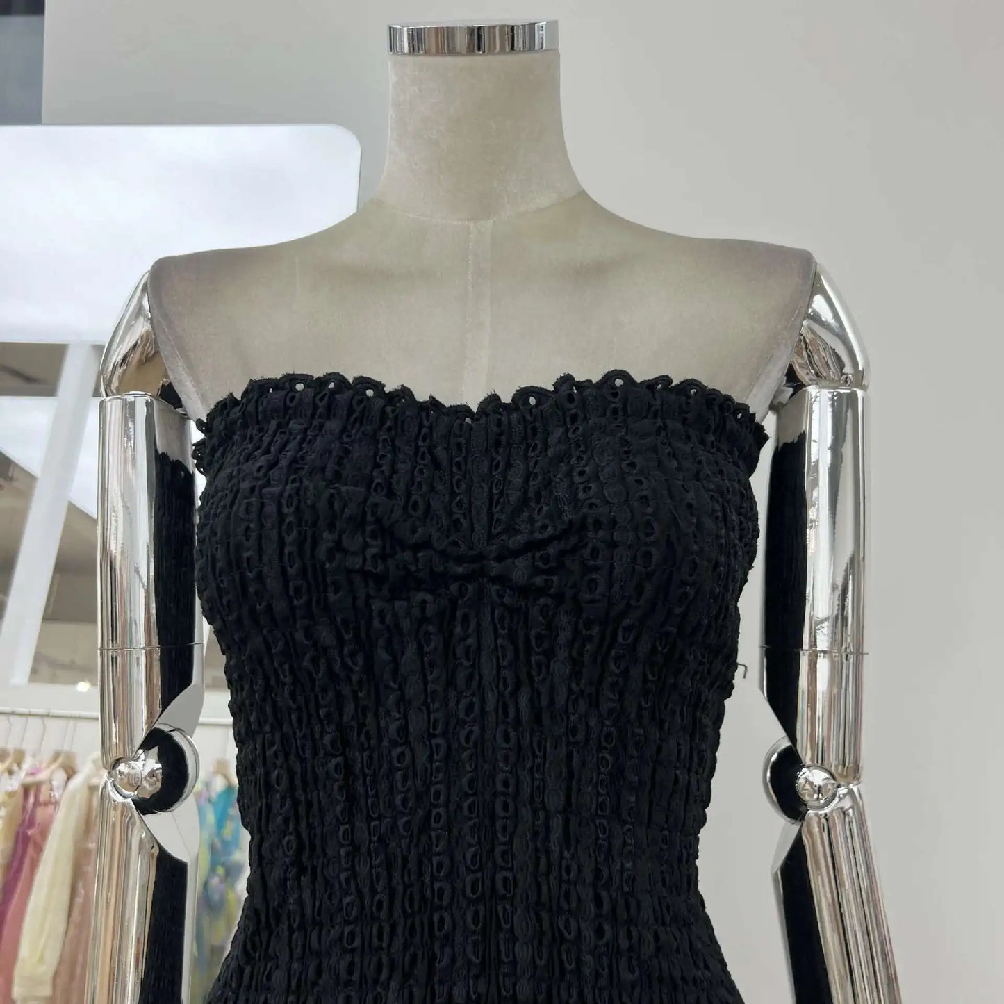 Luxury Embroidery Print Short Dresses Women 2025 Summer Holiday Stretchy Corset Bustier Ruffle Cake Dress Elegant Party Vestidos