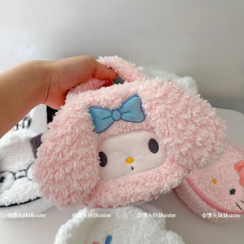 Large Capacity Cosmetics Storage Bag Kuromi My Melody Hello Kitty Cartoon Plush Bag Makeup Bag Travel Storage Bag Gifts Girl