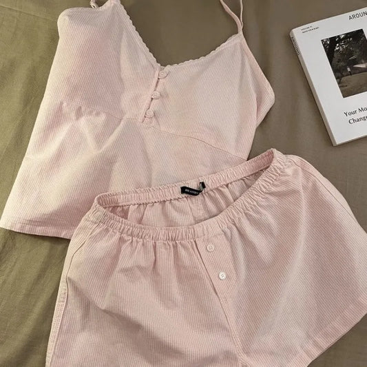 2025 New Cotton Sleepwear Women's Summer Short Sleeved Shorts Cute Women's Home Clothing Set Женская Пижама