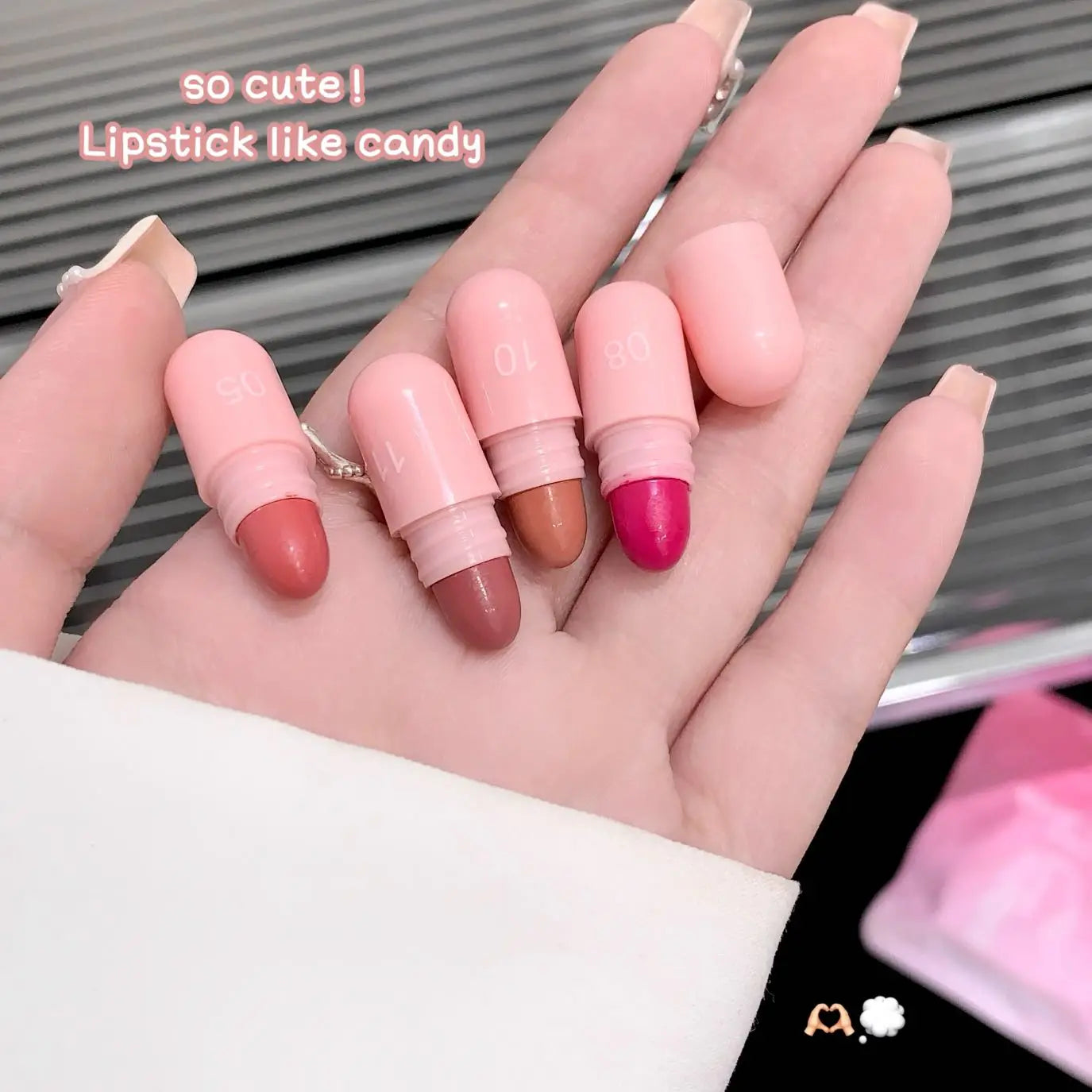 12-Color Pink Lip and Cheek Dual-Use Capsule Lipstick Set Long-Lasting, Color-Retaining, Waterproof  makeup