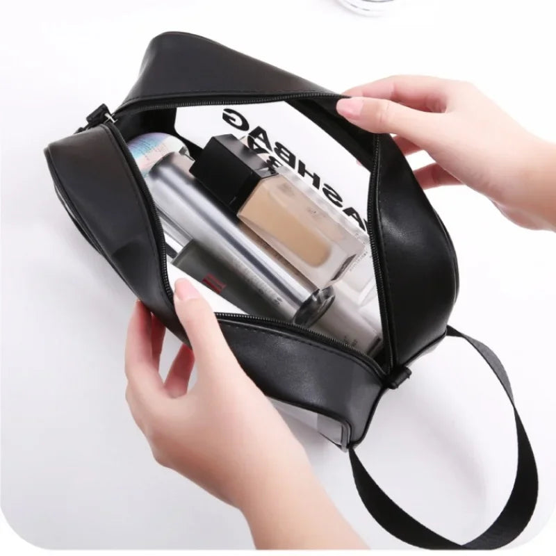 Black Cosmetic Bags Waterproof Make Up Storage Handbags Portable Travel Toiletries Storage Bag Seaside Tote Women's Cosmetic Bag