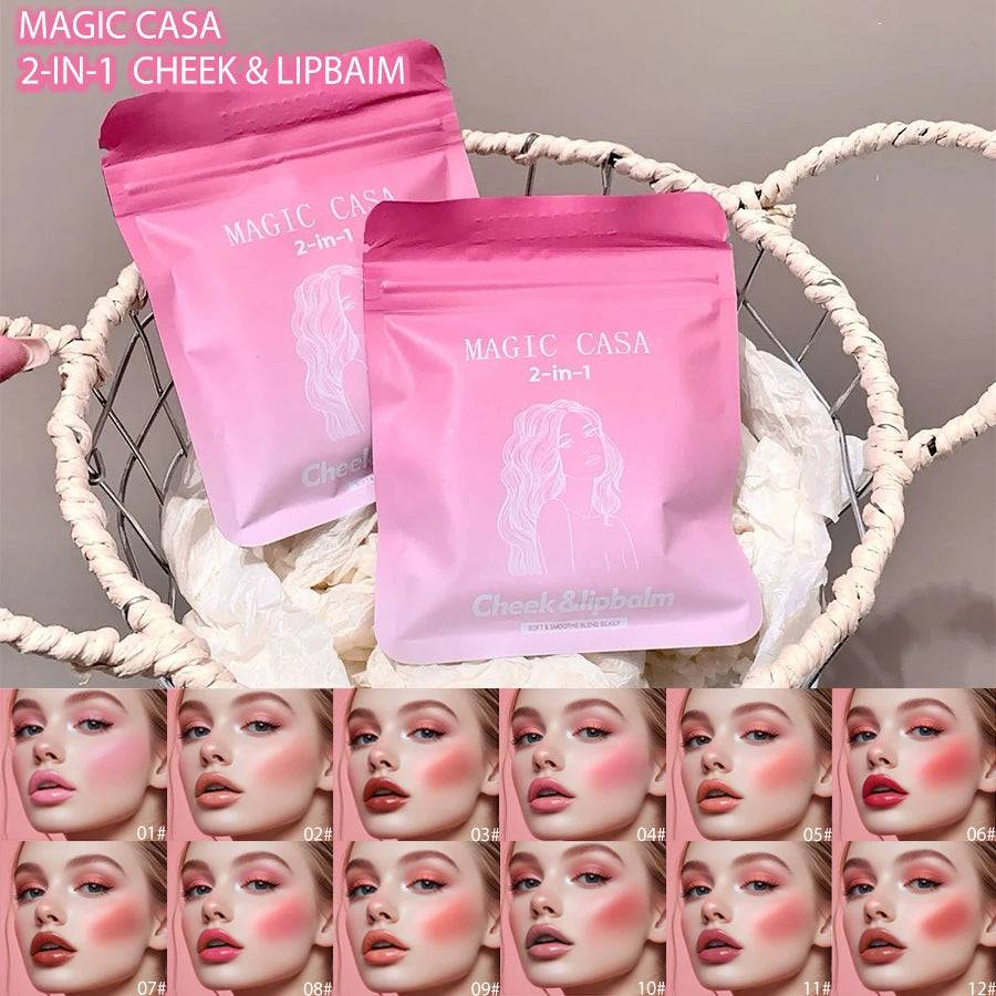 12-Color Pink Lip and Cheek Dual-Use Capsule Lipstick Set Long-Lasting, Color-Retaining, Waterproof  makeup