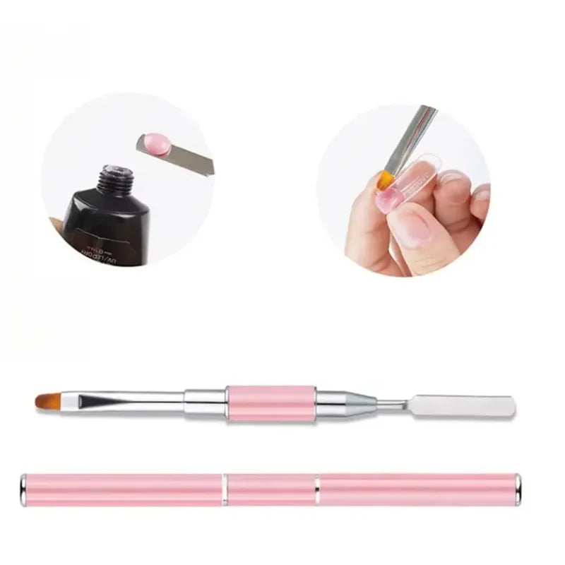 New Gel Brush & Picker 2 in 1 Design Nail Brush and Spatula Gel Nail Brush Tool for Acrylic Nails Extension Gel
