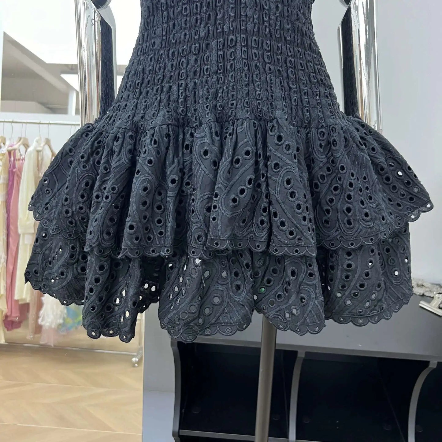 Luxury Embroidery Print Short Dresses Women 2025 Summer Holiday Stretchy Corset Bustier Ruffle Cake Dress Elegant Party Vestidos