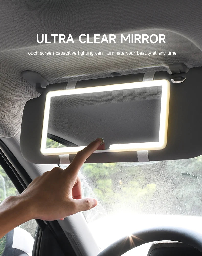 Car Interior Makeup Mirrors Sun Visor Plate LED Mirror for Girls Women Rechargeable Fill Light Universal Vanity Mirror