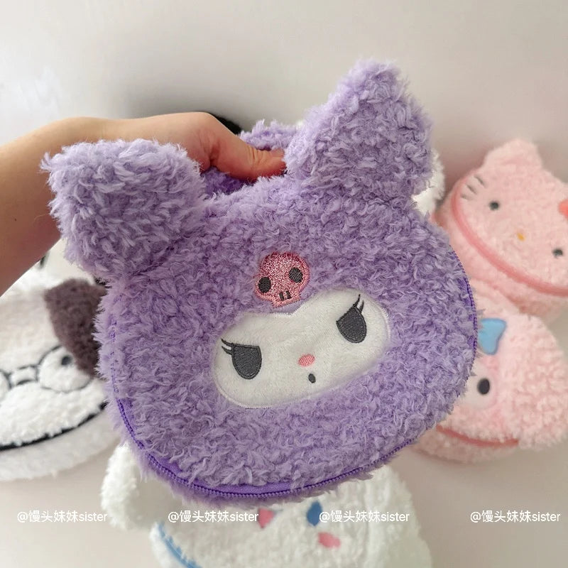 Large Capacity Cosmetics Storage Bag Kuromi My Melody Hello Kitty Cartoon Plush Bag Makeup Bag Travel Storage Bag Gifts Girl