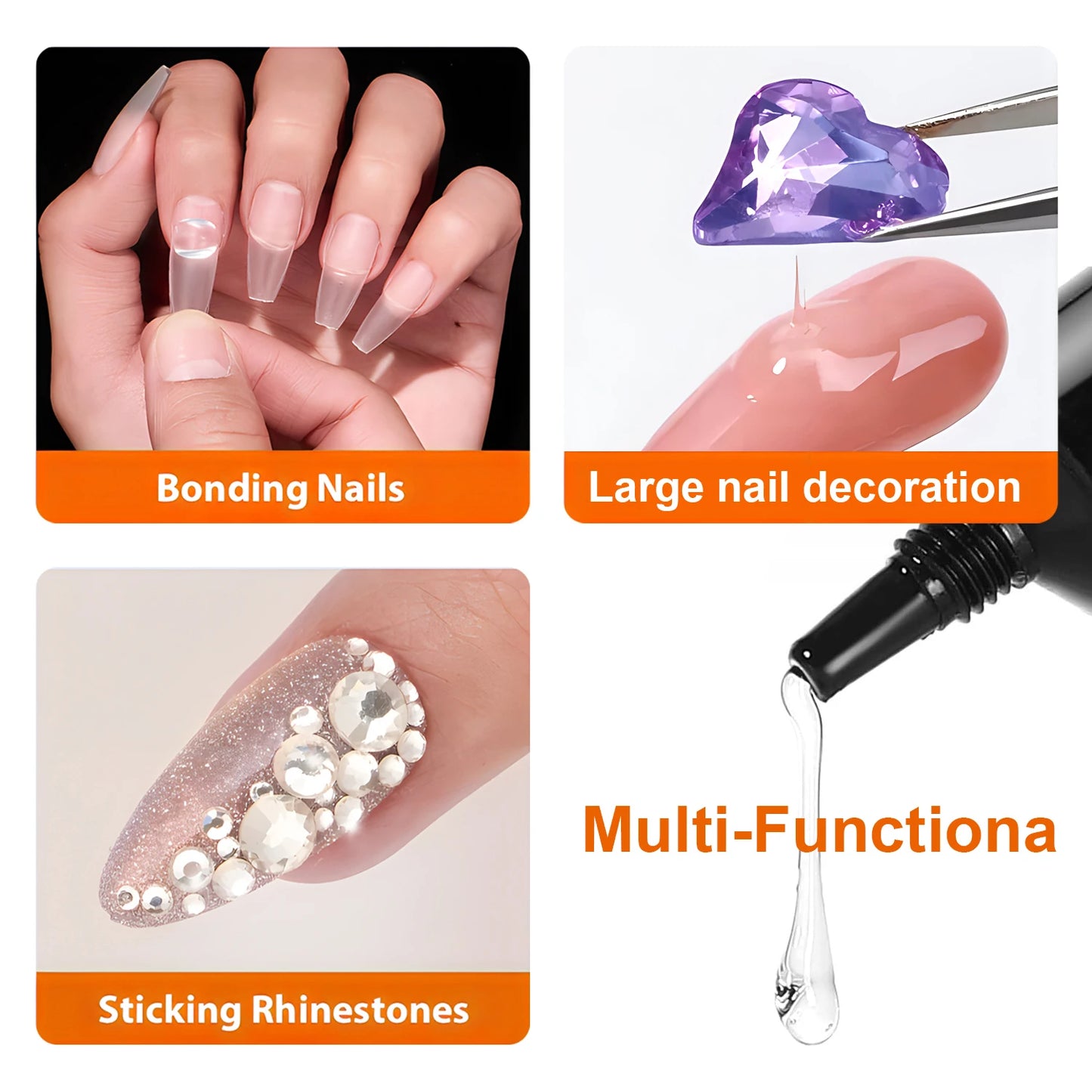 Solid Nail Glue Nail Tips Gel for Press On Nails,Acrylic Nail Gel for Manicure Extension,False Nails Adhesive Glue Long Lasting