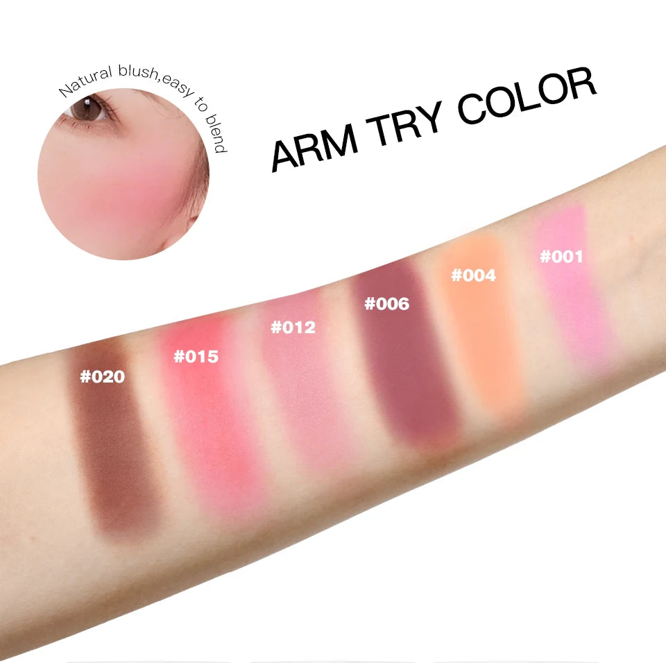 Face Blusher Matte Natural Cheek Tint Brighten Face Pink Red Face Contouring Cosmetics Blush Powder Soft Female Makeup