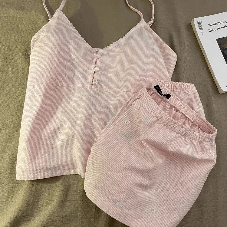 2025 New Cotton Sleepwear Women's Summer Short Sleeved Shorts Cute Women's Home Clothing Set Женская Пижама