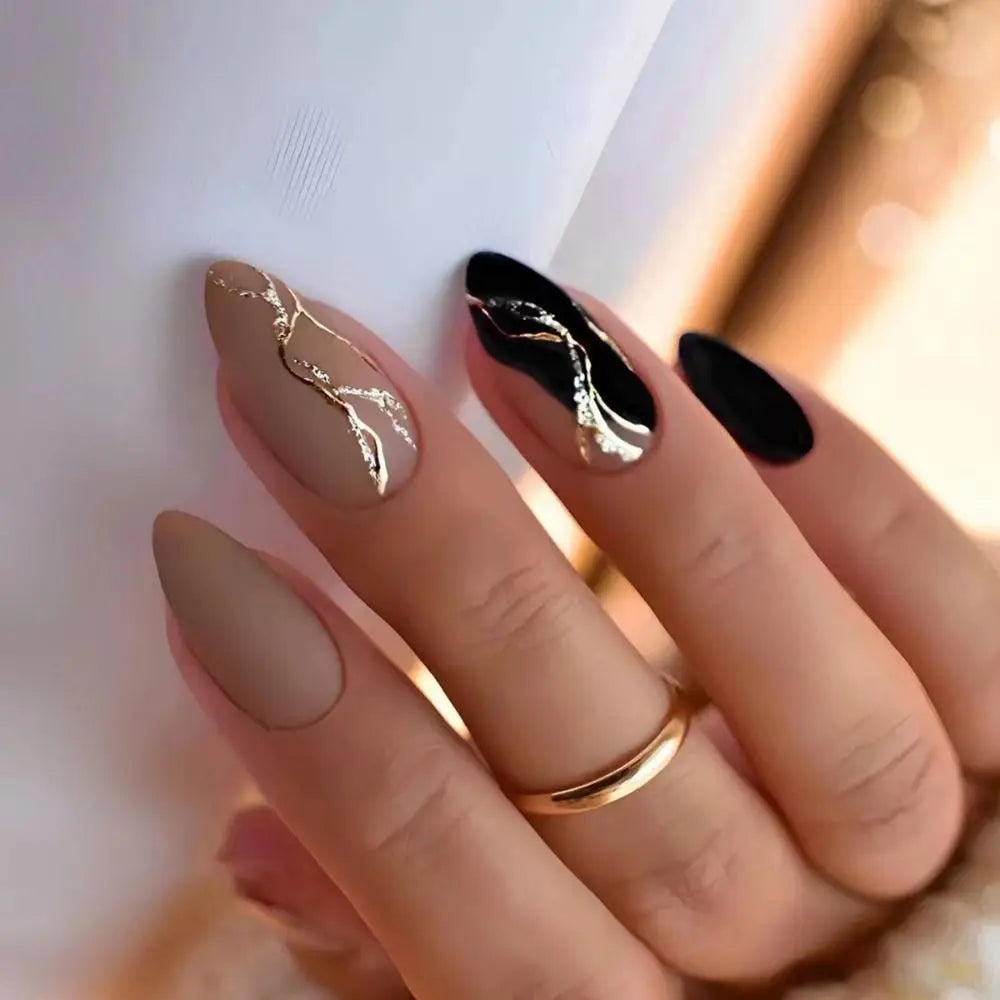 24Pcs Detachable Acrylic False Nails Press On Nail Cute Cherry French Almond Wearable Artificial Fake Nails Full Cover Nail Tips