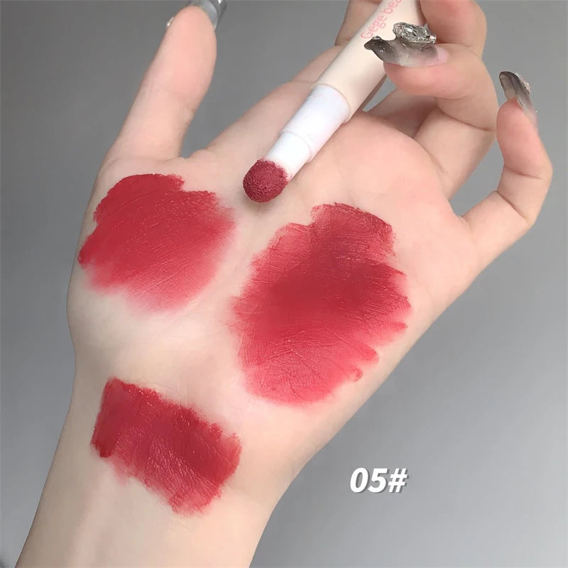 Korea Fluffy Velvet Soft Lip Glaze Liquid Lipstick Cream Matte Rose Red Pigment Waterproof Long Lasting Dye Cheek Woman Makeup