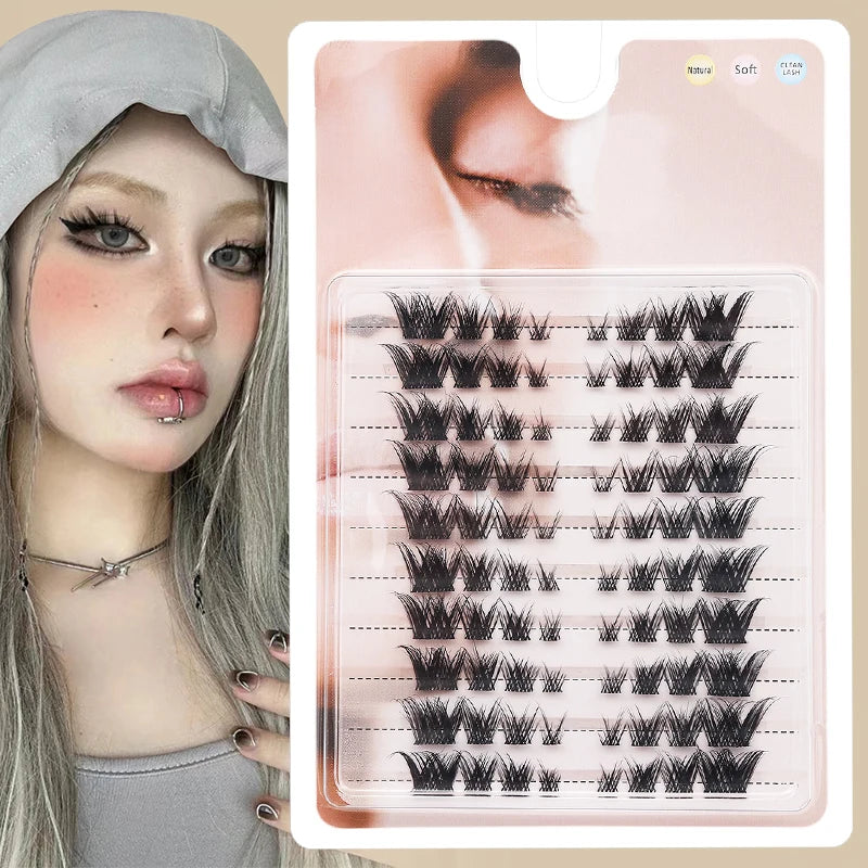 DIY Lashes 10 rows Cluster Eyelashes Fake Eyelashes Manga Eye Cluster Eyelashes at home Long Thick Makeup Wholesale Extension