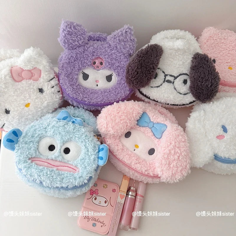 Large Capacity Cosmetics Storage Bag Kuromi My Melody Hello Kitty Cartoon Plush Bag Makeup Bag Travel Storage Bag Gifts Girl