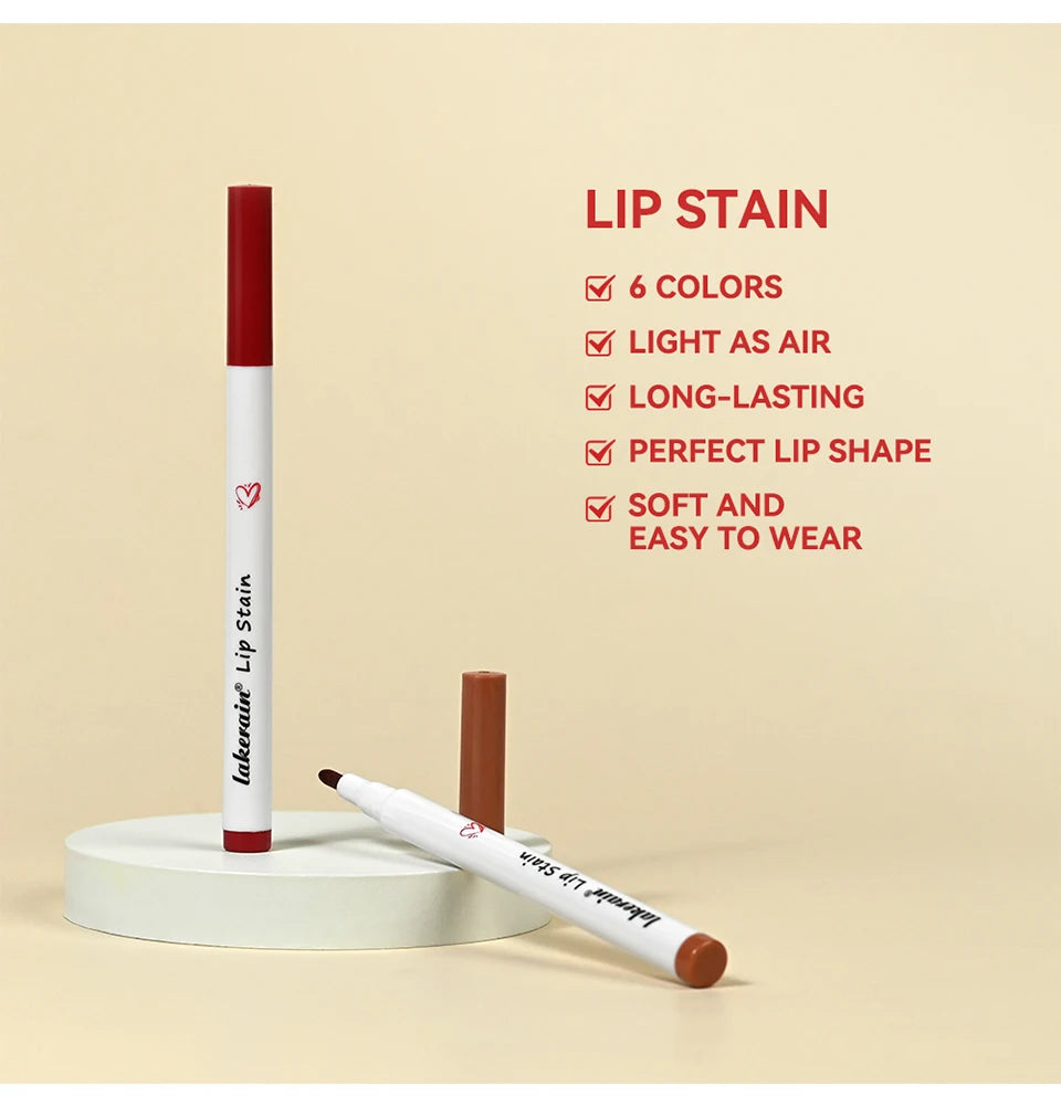 Long-lasting Lip Contour Lip Stain 2 In 1 Smudge-proof Lip Liner Pencil Ultra Pigmented Dual-Sided Design Non-Stick Cup Makeup