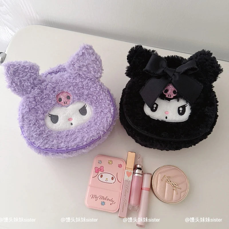 Large Capacity Cosmetics Storage Bag Kuromi My Melody Hello Kitty Cartoon Plush Bag Makeup Bag Travel Storage Bag Gifts Girl