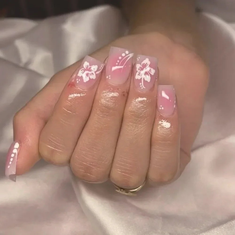 24pcs Press on Nails Short Almond Bowknot Black Press on Nails White Pearl Sweet French Tip Press on Nails Cute Nail Artificial